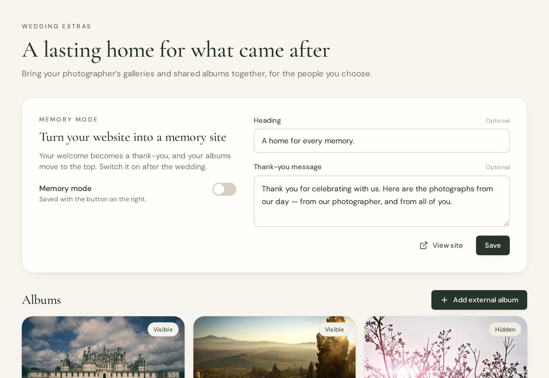 Memory site in EverWed